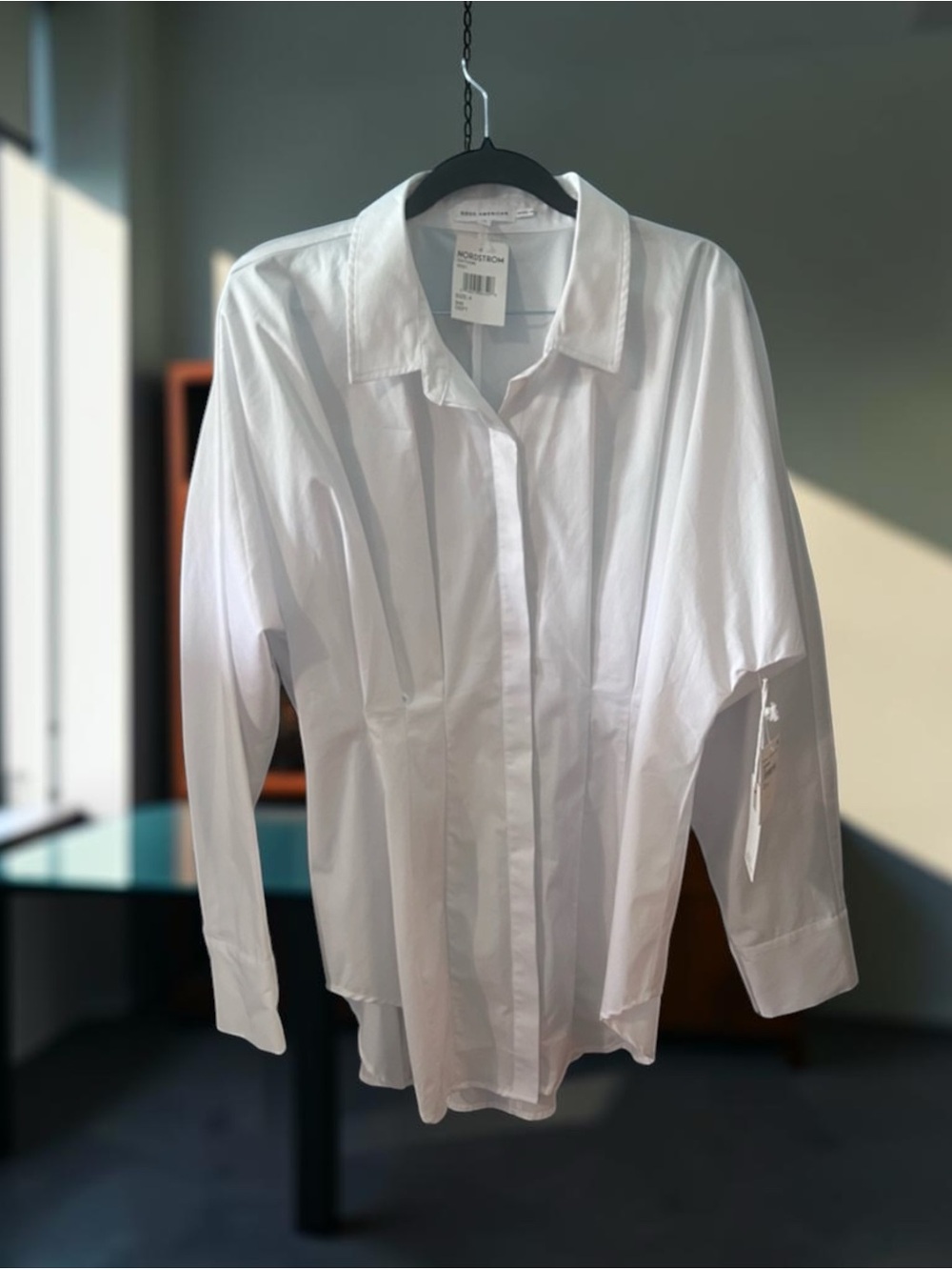 NWT Good American Waisted Longline Stretch shirt minimalist preppy Y2K chic sz 4